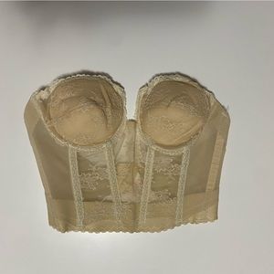 Vintage Backless by Young Smoothie Cream Lace Bustier Size 34B